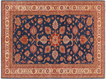handmade Geometric Super Kazak Blue Beige Hand Knotted RECTANGLE 100% WOOL area rug 8x11